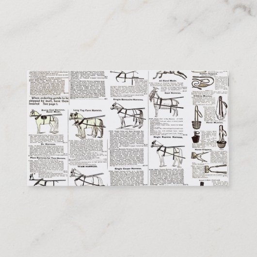 Paarden Antiek Adverteren krantenkunst Visitekaartje (Achterkant)