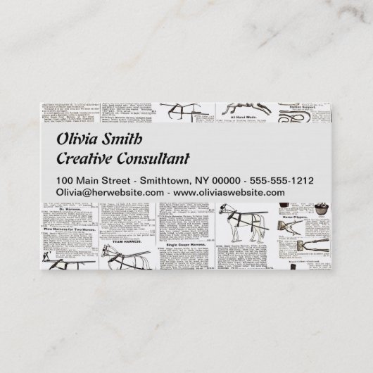 Paarden Antiek Adverteren krantenkunst Visitekaartje (Voorkant)