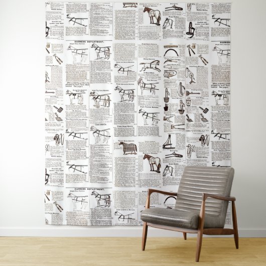 Paarden Antiek Adverteren krantenkunst Wandkleed (In situ)