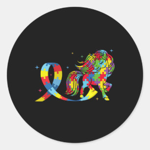 Paarden Autisme Awareness Horse Puzzle Kindness Au Ronde Sticker