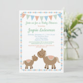 Paarden Baby shower Uitnodiging Land Boy Blue (Staand voorkant)