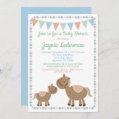 Paarden Baby shower Uitnodiging Land Boy Blue (Voorkant / Achterkant)