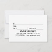 Paarden Bedrijfsleiding Cadeaubon Kaart (Achterkant)