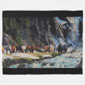 Paarden, bergrivier, voorjaarsveulens, cartooned fleece deken (Voorkant (Horizontaal))