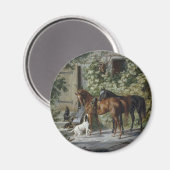 Paarden bij de Porch (door Albrecht Adam) Magneet (Voorkant / Achterkant)