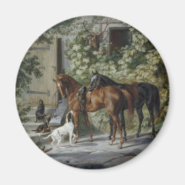 Paarden bij de Porch (door Albrecht Adam) Magneet