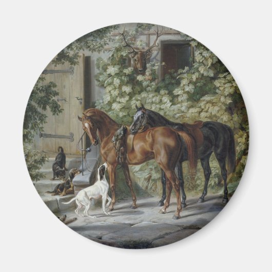 Paarden bij de Porch (door Albrecht Adam) Magneet (Voorkant)