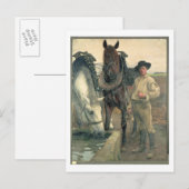 Paarden bij de waterloop, 1884 (olie op doek) briefkaart (Voorkant / Achterkant)