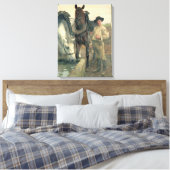Paarden bij de waterloop, 1884 (olie op doek) canvas afdruk (Insitu (Slaapkamer))