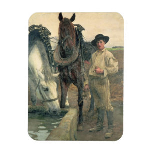 Paarden bij de waterloop, 1884 (olie op doek) magneet