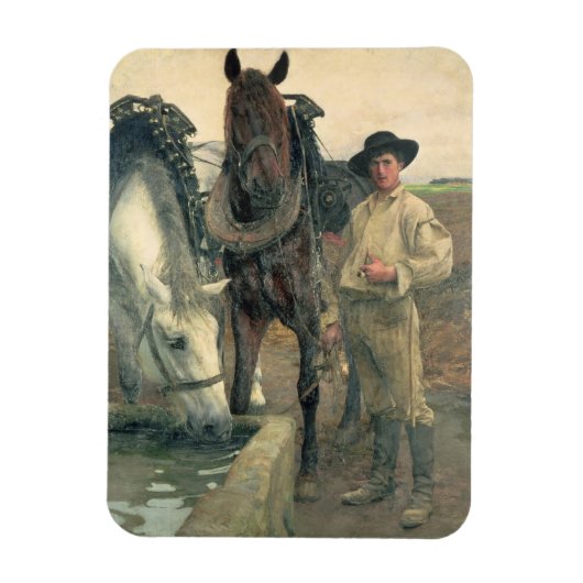 Paarden bij de waterloop, 1884 (olie op doek) magneet (Verticaal)