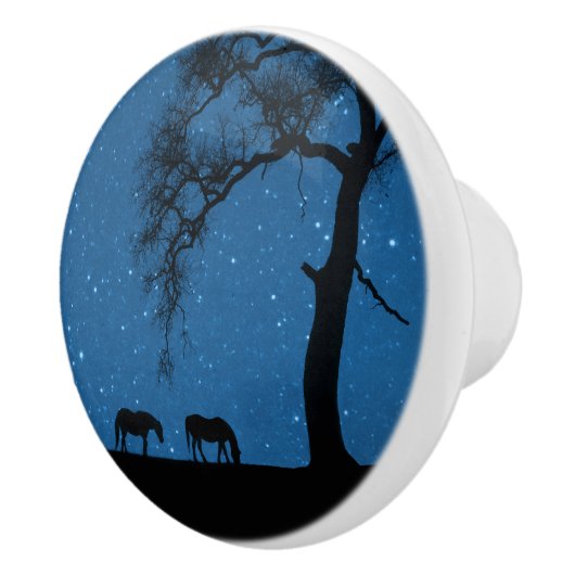  paarden bij nacht keramische knop (Rechts)