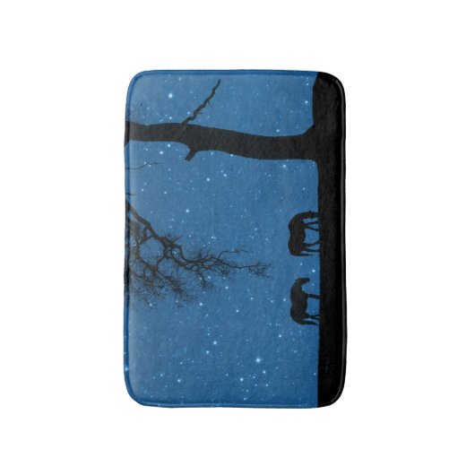 Paarden bij nachtkat badmat (Voorkant Verticaal)