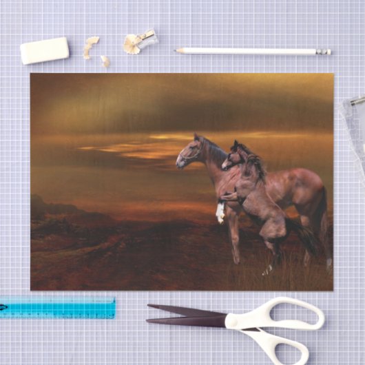 Paarden bij schemering tissuepapier (Craft)