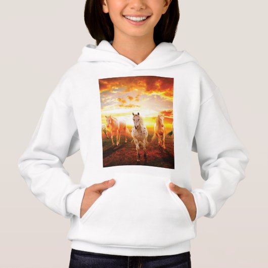 Paarden bij zonsondergang (Voorkant)