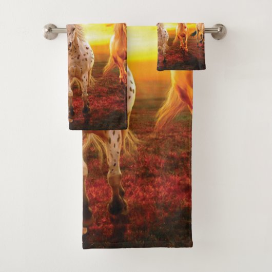Paarden bij zonsondergang bad handdoek (Insitu)