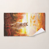 Paarden bij zonsondergang bad handdoek (Handdoek)