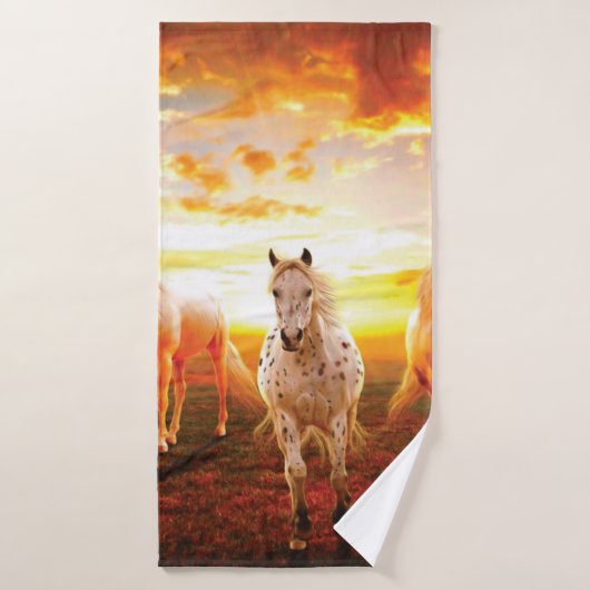 Paarden bij zonsondergang badhanddoek (Badhanddoek)