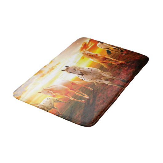 Paarden bij zonsondergang badmat (Gekanteld)