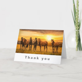 Paarden bij zonsondergang bedankkaart