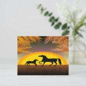 paarden bij zonsondergang briefkaart (Staand voorkant)