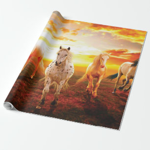 Paarden bij zonsondergang cadeaupapier
