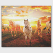 Paarden bij zonsondergang cadeaupapier (Vlak)