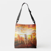 Paarden bij zonsondergang crossbody tas (Achterkant)