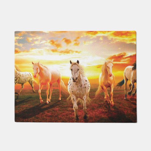 Paarden bij zonsondergang deurmat (Voorkant)