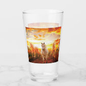 Paarden bij zonsondergang glas (Achterkant)