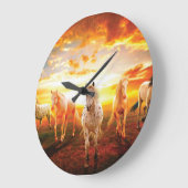Paarden bij zonsondergang grote klok (Hoek)