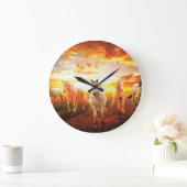 Paarden bij zonsondergang grote klok (Huis)