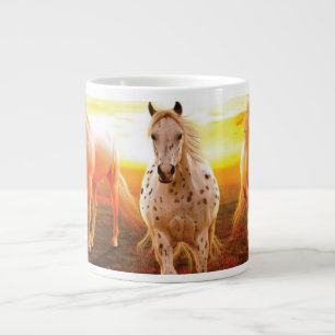 Paarden bij zonsondergang grote koffiekop
