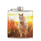 Paarden bij zonsondergang heupfles (Voorkant)