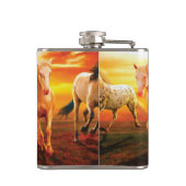 Paarden bij zonsondergang heupfles (Achterkant)