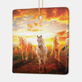 Paarden bij zonsondergang keramisch ornament (Links)