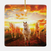 Paarden bij zonsondergang keramisch ornament (Achterkant)