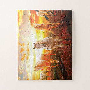 Paarden bij zonsondergang legpuzzel