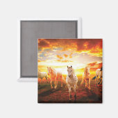 Paarden bij zonsondergang magneet (Voorkant / Achterkant)