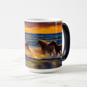 Paarden bij zonsondergang mok