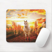 Paarden bij zonsondergang muismat (Met muis)