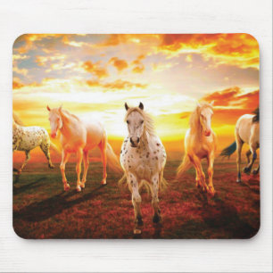 Paarden bij zonsondergang muismat