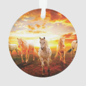 Paarden bij zonsondergang ornament (achterkant)