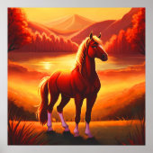 Paarden bij zonsondergang poster (Voorkant)