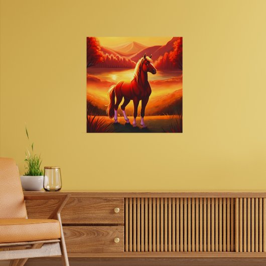 Paarden bij zonsondergang poster (Woonkamer 2)