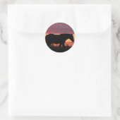 Paarden bij zonsondergang ronde sticker (Tas)