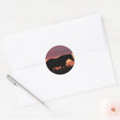 Paarden bij zonsondergang ronde sticker (Envelop)
