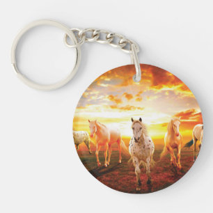 Paarden bij zonsondergang sleutelhanger