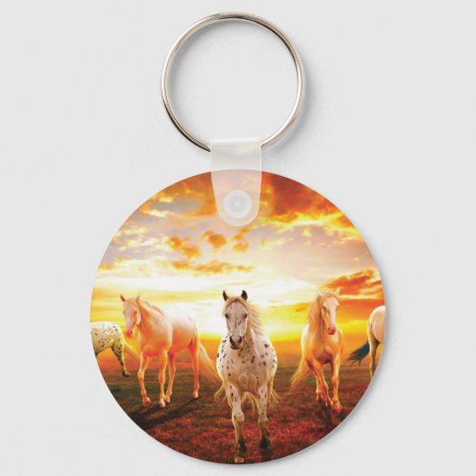 Paarden bij zonsondergang sleutelhanger (Voorkant)