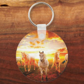 Paarden bij zonsondergang sleutelhanger (Voorkant)